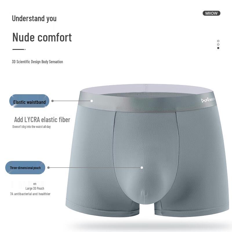 MaoRen Pánské modální antibakteriální boxerky s hedvábnou podšívkou