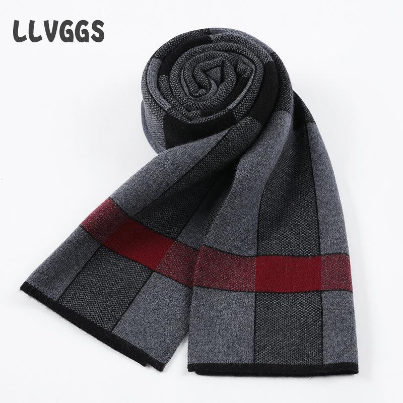 Кашемировый мужской шарф, вязаный клетчатый деловой шарф мужской, шарф для путешествий и отдыха, кашемировый шарф шарф мужской 180cm