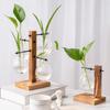 Innovative Hanging Wooden Frame Glass Hydroponic Vase Green Ivy Glass Vase Flower Container Desktop Decoration Ornament
