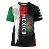 Mens Mexico Flag 3D Printed Short Sleeve T-Shirt Loose Fit Breathable Sport Tee Football Fans