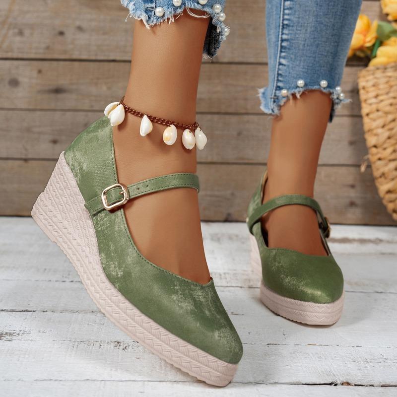 Autumn fisherman shoes wedge heel single shoes women's shallow mouth pointed small high heels thick sole waterproof table straw weaving