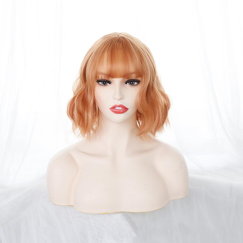 

Bybrana Дамы Короткие волосы Оранжевые Большие Волны Имеют Челку Ежедневный Износ Устойчивость к высоким температурам 35cm