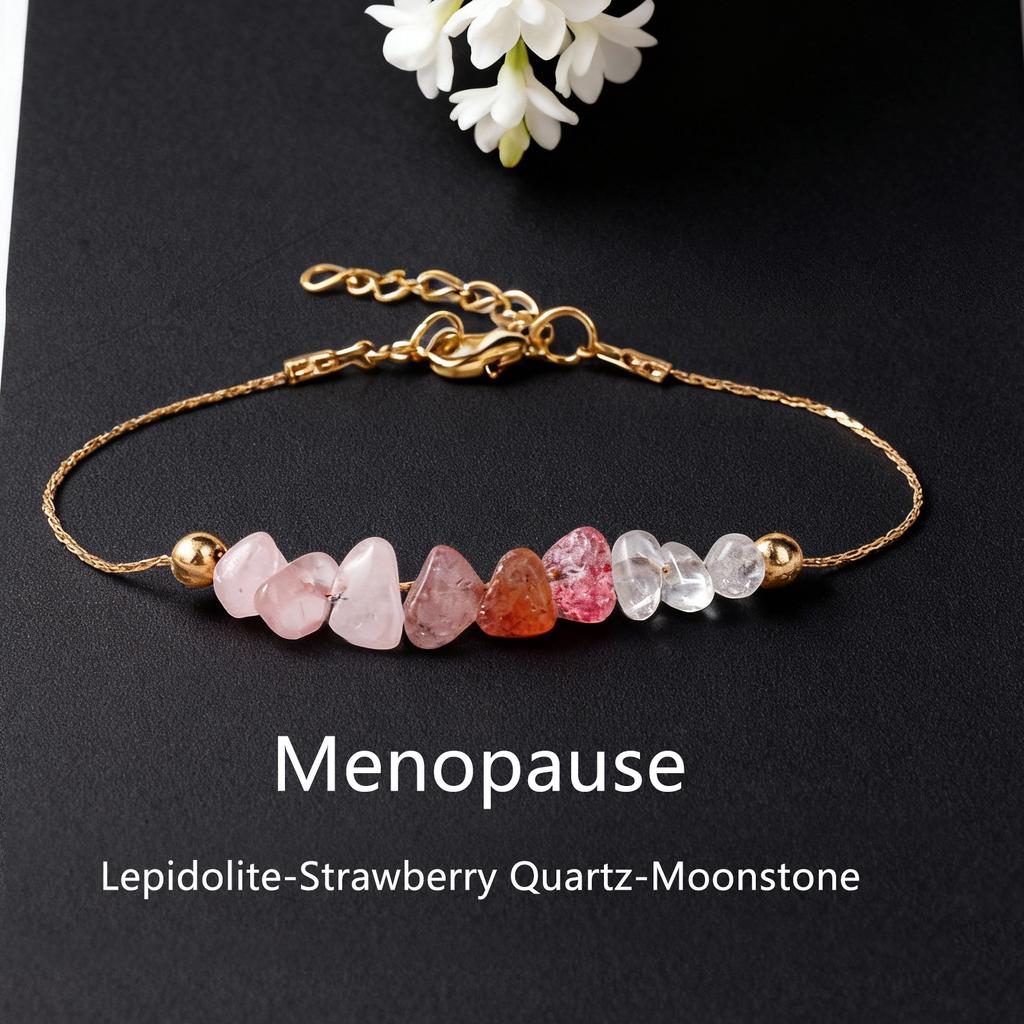 Festliche Geschenke Rosenquarz Erdbeerquarz und Klarquarz Splitter Armband Zarter Modeschmuck für Frauen Tägliches Tragen Einfaches Vielseitiges Accessoire