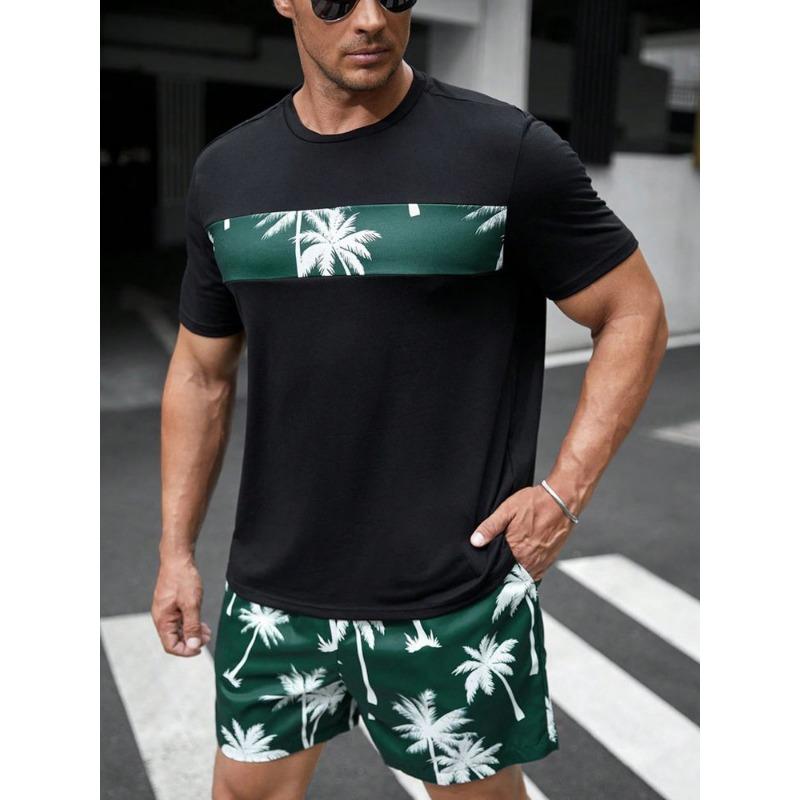 New Summer Vacation Leisure Daily 3D Men's Sports Wear Large Round Neck Short Sleeved T-shirt Shorts Set Casual Street Clothing