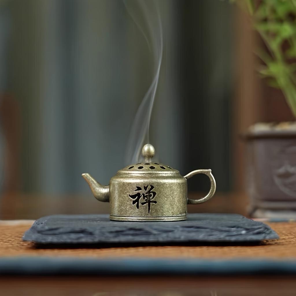 1Pc Chinese Style Incense Burner Mini Tea Pot Aromatherapy Stove Alloy Tiny Teapot Shape Incense Holder Home Pendant