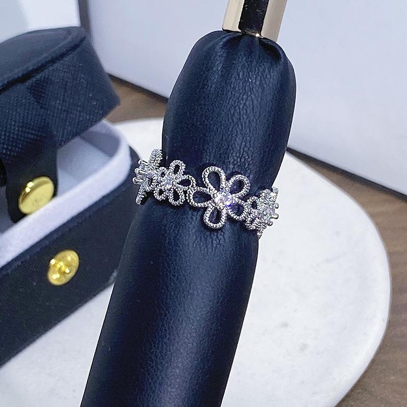 Flower Series Open Ring Temperament Personality Niche Design Light Luxury High-End Ring