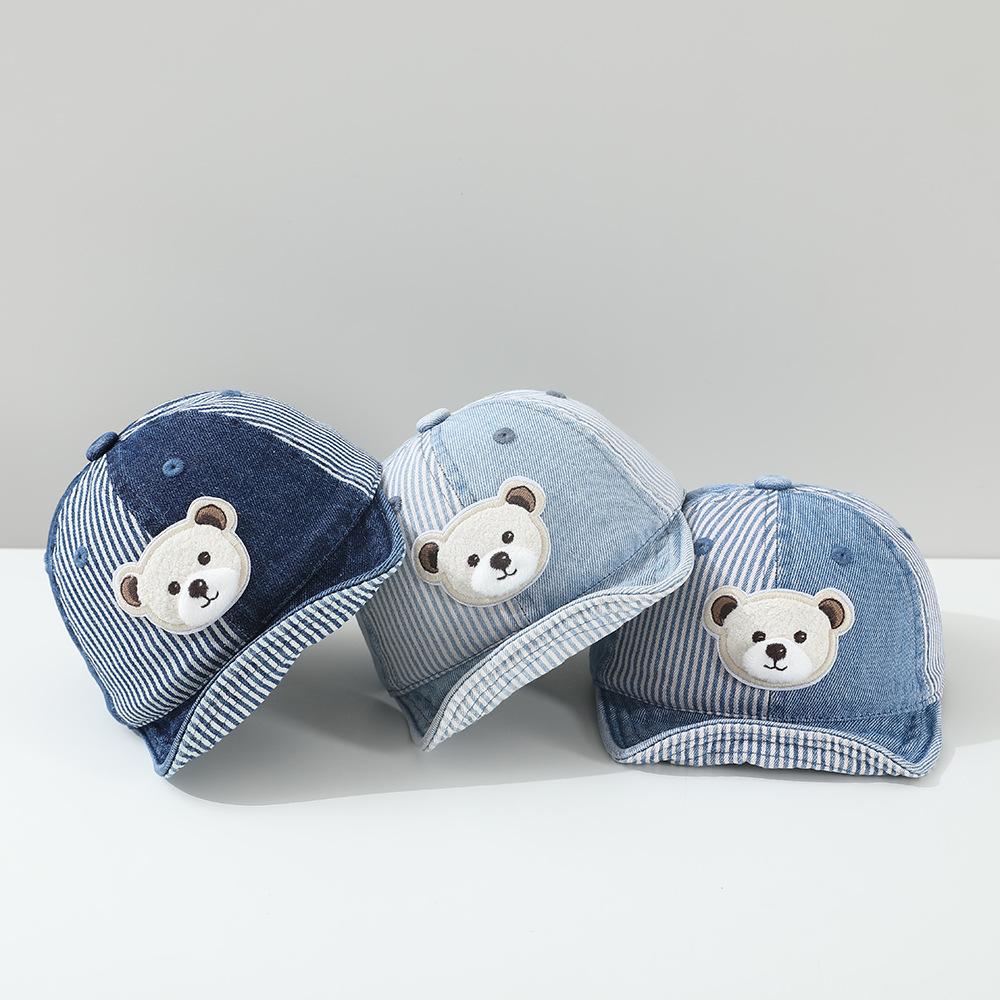 Autumn Baby Boys Baseball Caps Lovely Cartoon Bear Hats for Children Outdoor Sunshade Kids Cap 6-18M