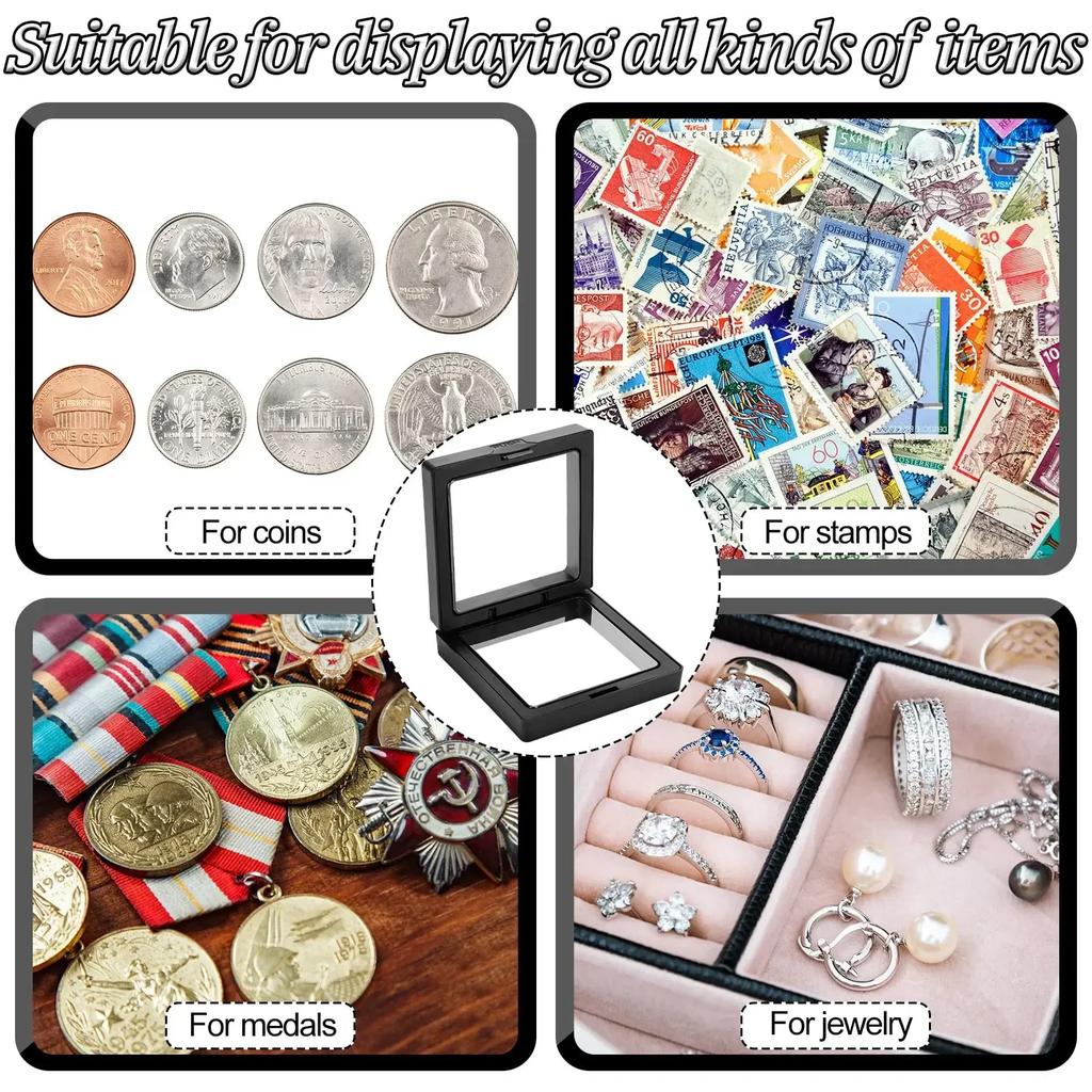 10 pièces/set Présentoirs Cadre Flottant 3D Film Mince Transparent PE Boîte d'Affichage Flottante Boîte de Rangement pour Bijoux Boîtes Organisatrices