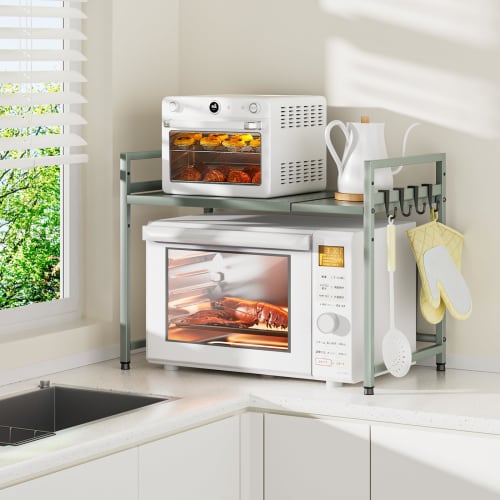 DAIWIN Microwave Rack, Toaster Rack, Extendable, Width (36-59cm), Adjustable Shelf Height, 50kg Load Capacity, Over-the-Sink Kitchen Storage Rack with