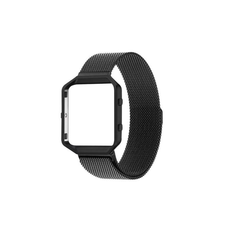 

Elegant Milanese Metal Strap Wrist Band Bracelet With Frame For Fitbit Blaze Watch Tracker Black(Strap+Frame)