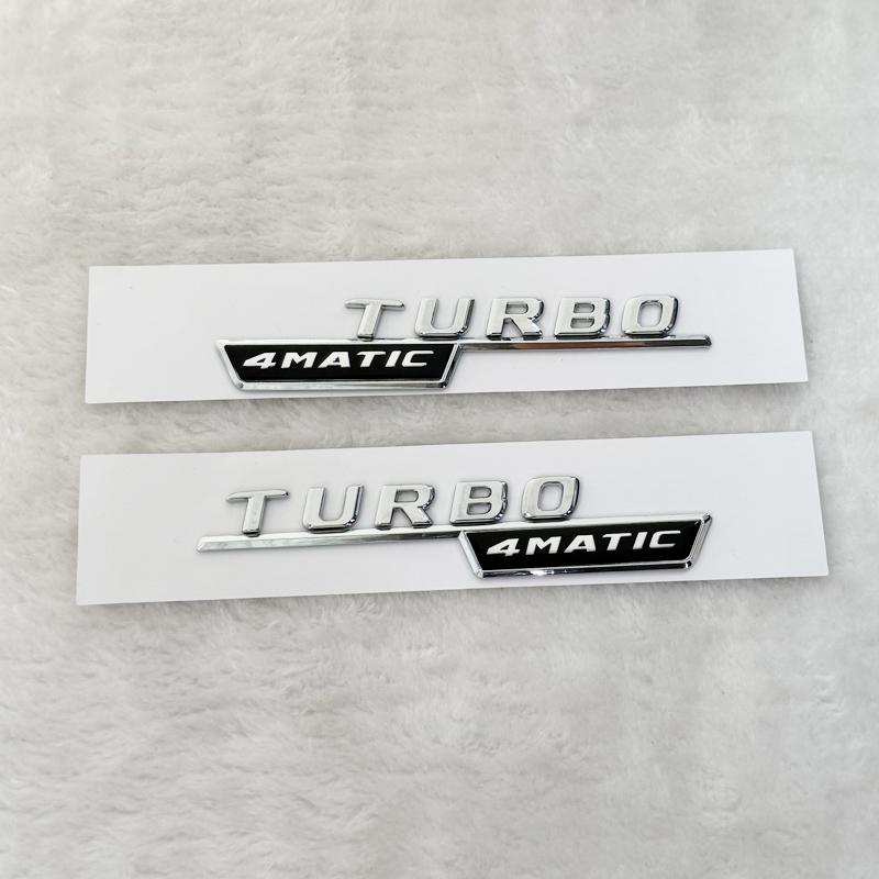 3D ABS Glossy Black Car Fender Badge Turbo 4MATIC Sticker Rear Trunk AMG Emblem A45 Logo For Mercedes Benz A 45 AMG W176 W177