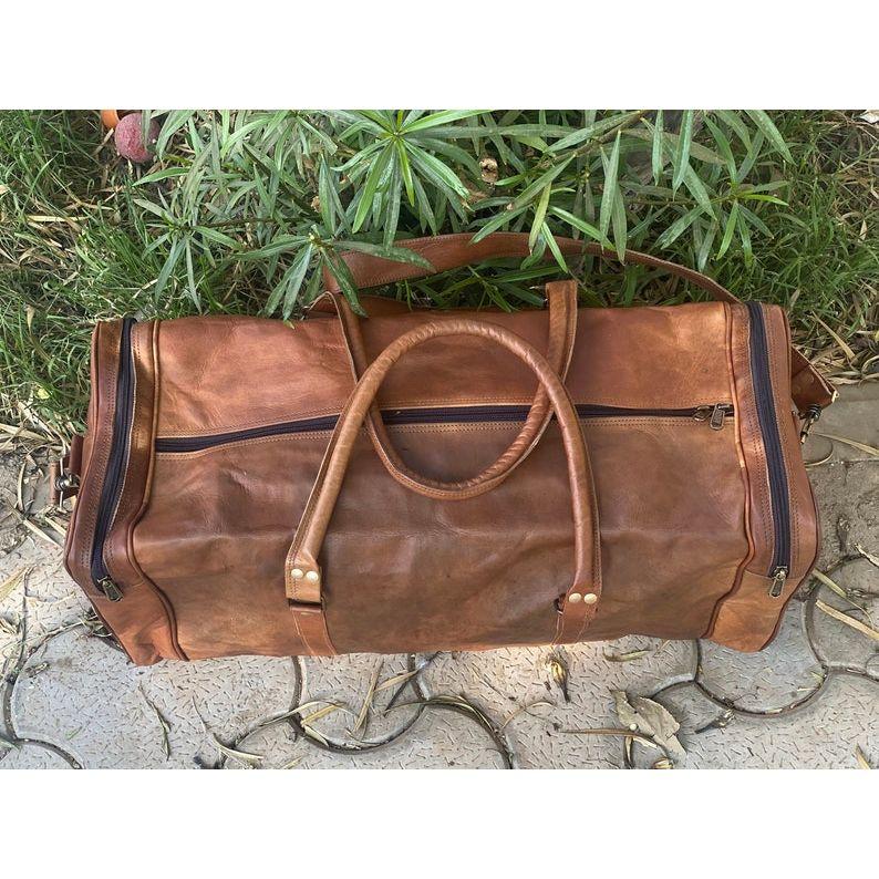 24" Leder-Seesack, Reisetasche, Handgepäck, Übernachtungstasche, Leder-Reisetasche, Urlaub, handgefertigte Reisetasche