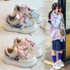 Girls Cartoon Print Soft Sole Casual Sneakers Kids Ages 4-6 Low Top Mesh Lining Breathable Synthetic Leather Shoes With