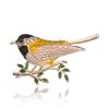 Lovely Bird Sitting On Tree Branch Brooch For Women Men Exquisite Rhinestone Vivid Flying Hummingbird Animal Enamel Pins Jewelry