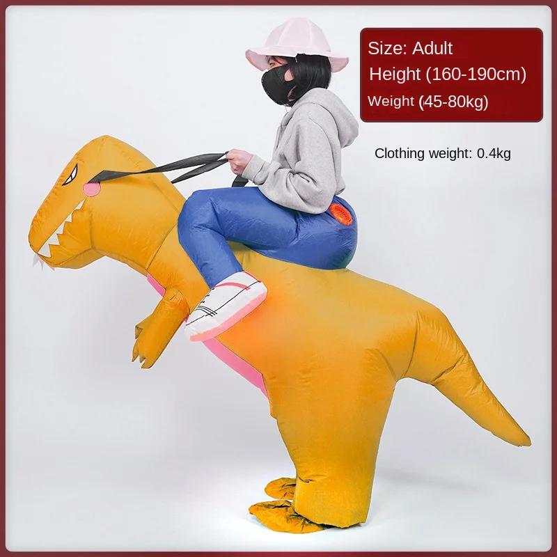 Aufblasbares Dinosaurier Kostüm Reit-Overall Cosplay Dino Lustige Kostüme für Mädchen Jungen Kinder und Erwachsene Purim Halloween