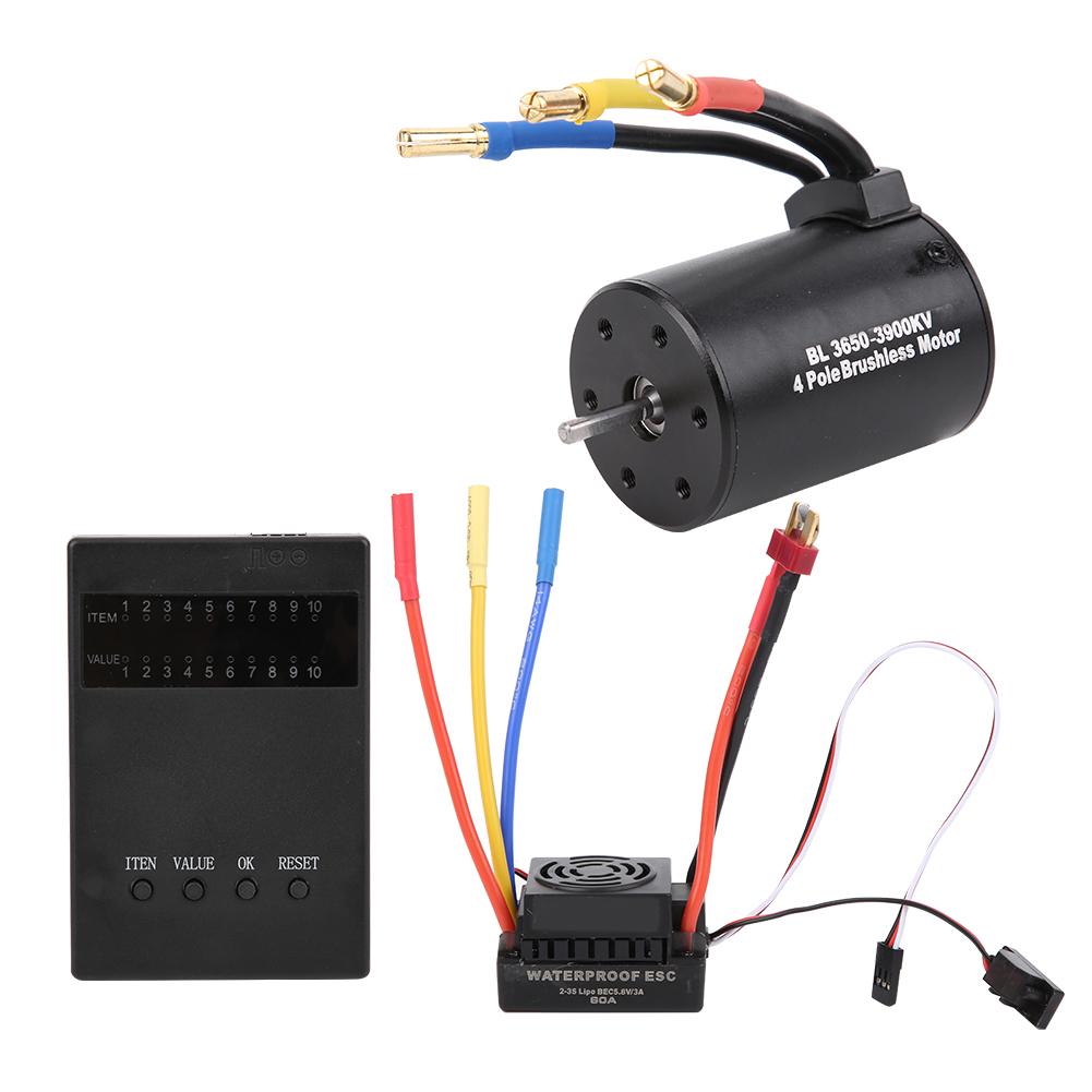 3650 3900KV Brushless Motor Program Card 60A ESC with Waterproof BEC for 1 10 RC Car