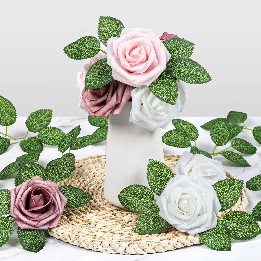 50/100pcs Artificial Plant Pieces Silk Rose Leave Fake Valentine's Wedding Wreath Festival Decora Home Diy Handwork Flowers prop