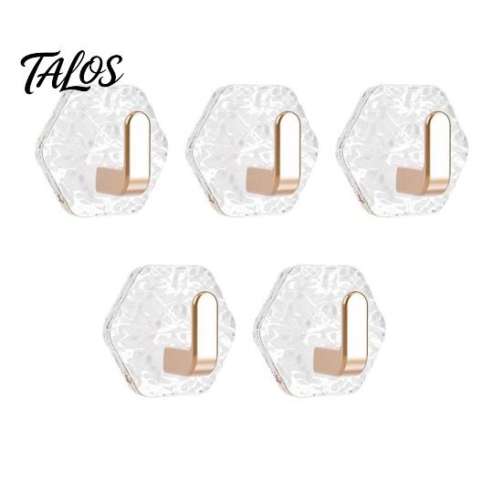 Bathroom Towel Hooks Hexagonal Self Adhesive Hooks, Water Ripple Pattern Design, Waterproof No Heavy Duty Wall Drilling Mounted for Towels Keys