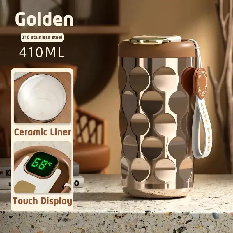 14oz/410ml Smart Thermos Bottle LED Temperature Display Coffee Cup 316 Stainless Steel Mug Portable Vacuum Flasks Thermoses