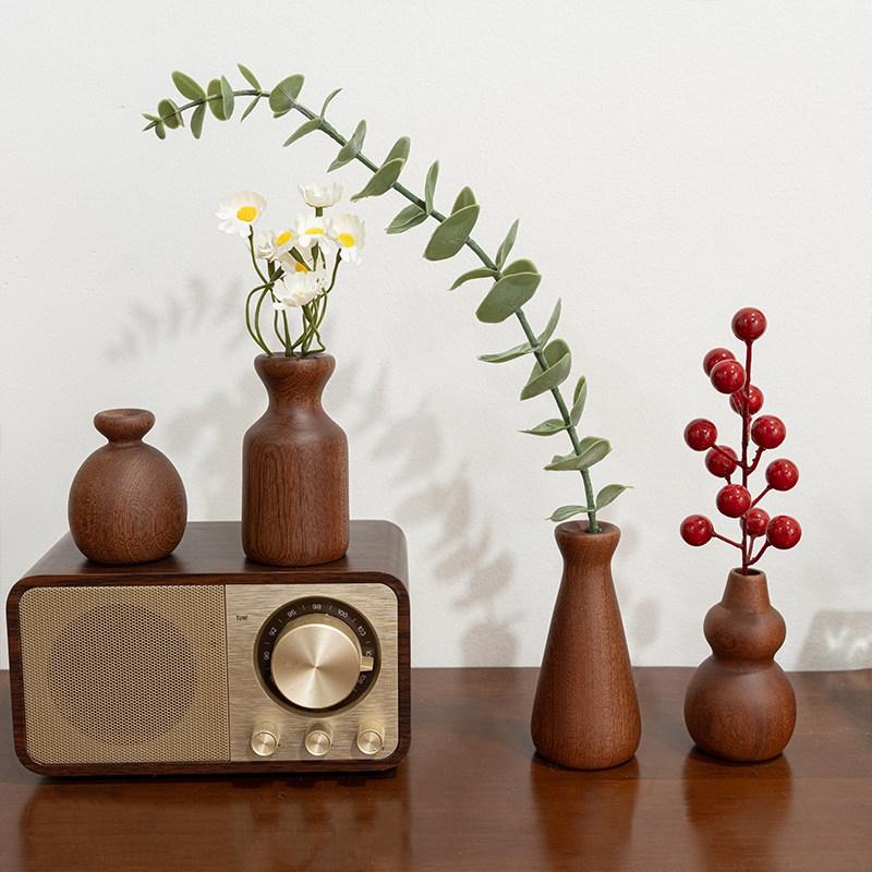 Mini Wooden Flower Vases Japanese Bud Vases Small Vase for Micro Landscape Aesthetic Decorative Vase Home Office Decoration