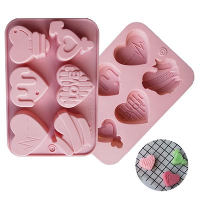 Herzform DIY Kuchenform Silikon 6 Mulden Valentinstag Süßigkeiten