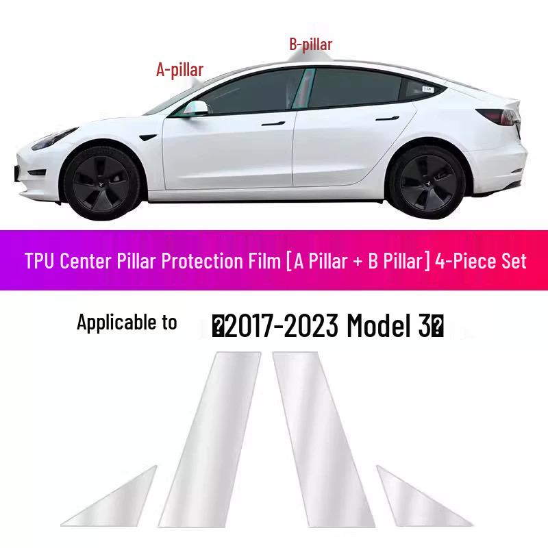 Folia ochronna na narożnik tylnych drzwi Tesla Y/3, Trójkątny ochraniacz przeciwbłotny, Przezroczysta czarna folia TPU.