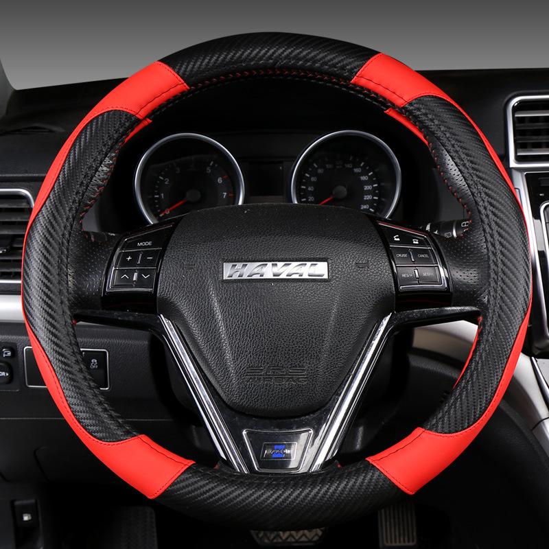 Ultra-Thin Leather Steering Wheel Cover - All-Season, Non-Slip, Sweat-Absorbent