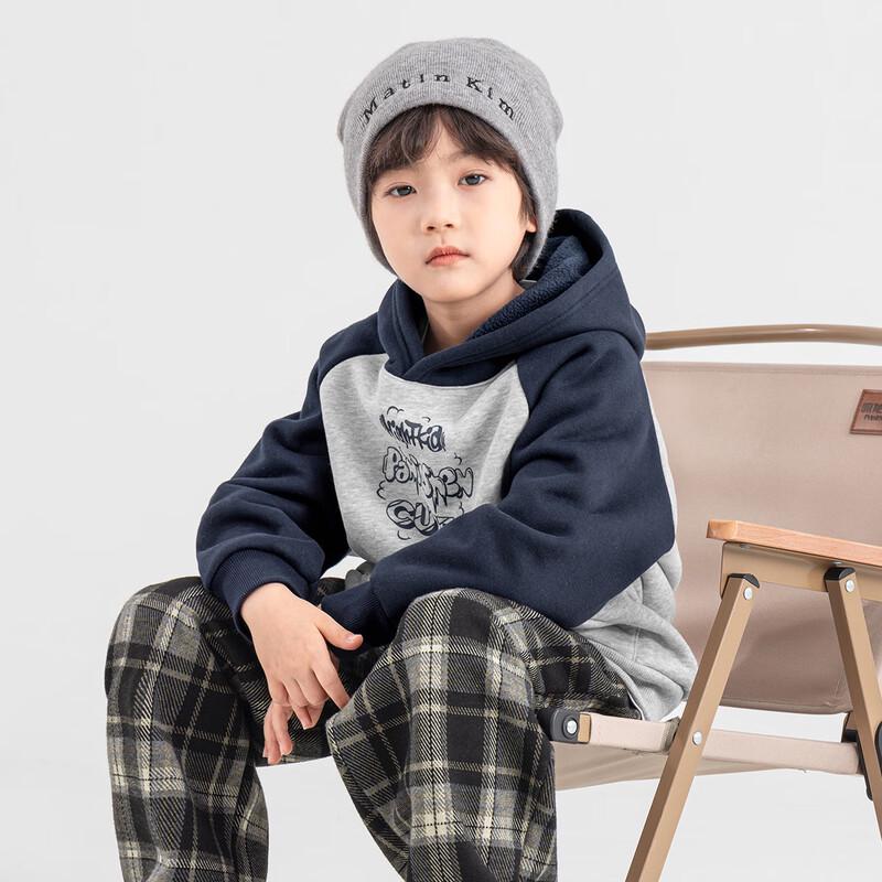 Duoduo Jia Boys  Winter Fleece-Lined Hooded Sweatshirt 120