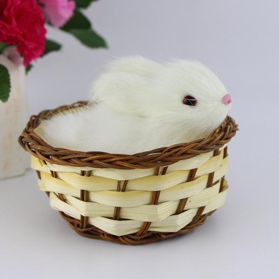 Lovely Simulation Animal Doll Plush Mini Basket Cat Rabbit Dog Kids Xmas Toy