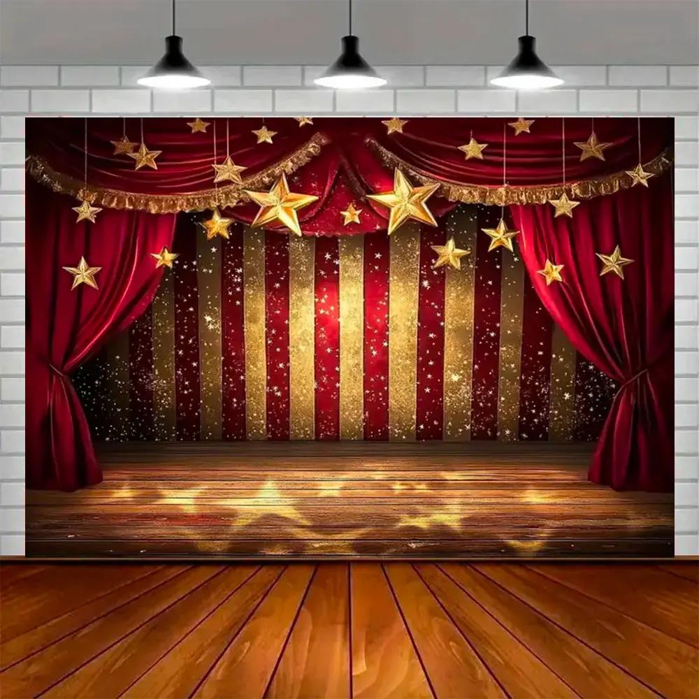 Party Ball Background Golden Glittering Stage Horseracing Sparkling Star Photography Children Birthday Background Decoration