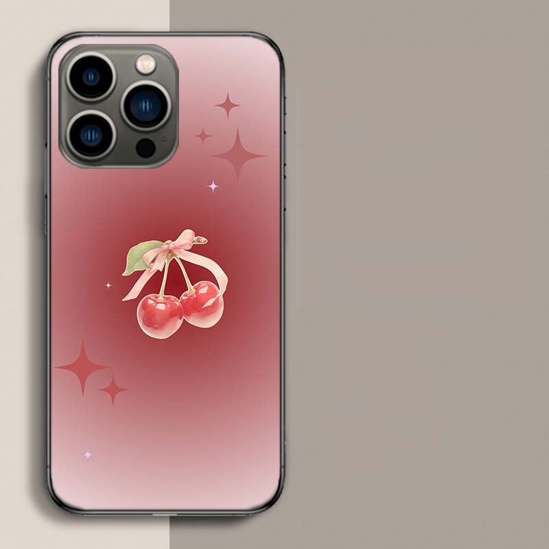 Cherry Bow Phone Case For Iphone 17 Air 15 Pro 14 Plus 16 Pro Max 17E 16E 12 13 Mini 11 Cover Cute Fundas