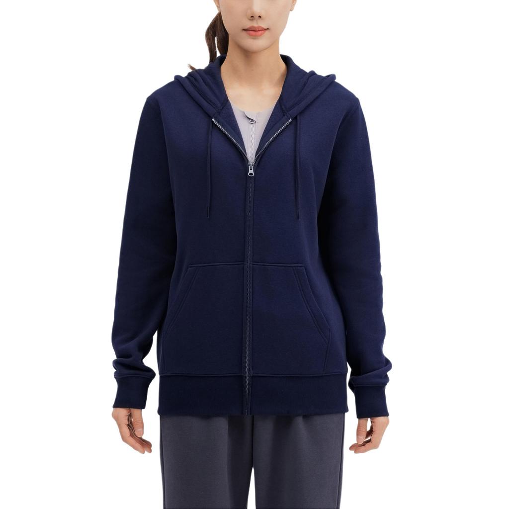 DECATHLON DOMYOS Soft Warm Fleece Long Sleeve Jacket Women's Navy Blue