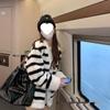 Women's 2025 Autumn/Winter Velvet Lambswool Coat - Soft Striped Casual Cardigan, Lazy Style Trendy Top