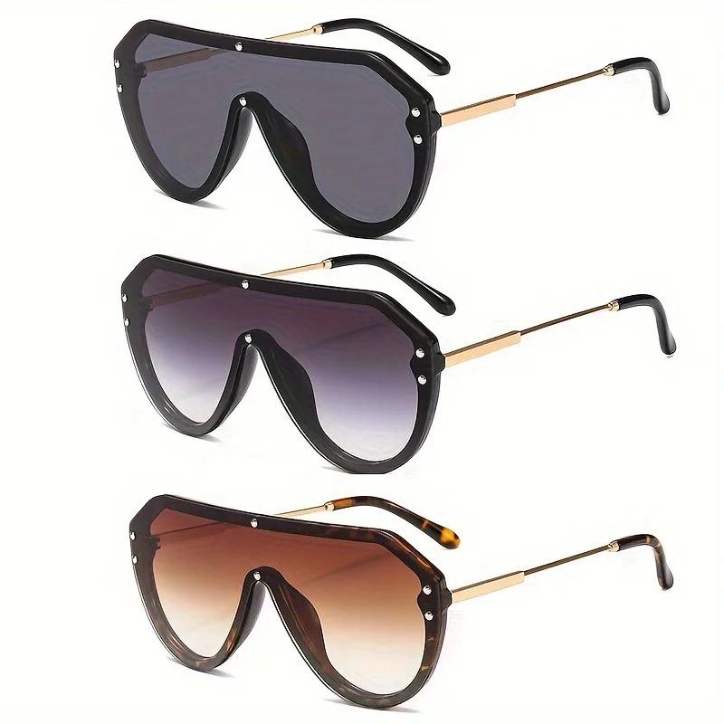 New Fashion Oversized One Piece Sunglasses Women Brand Designer Vintage Rivet Square Sun Glasses Men Driving Mirror Shades