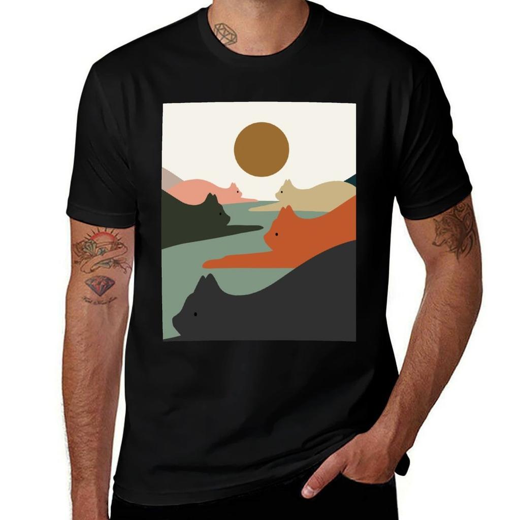 Cat Landscape 93 Tshirt Fashion Casual Short Sleeve Top