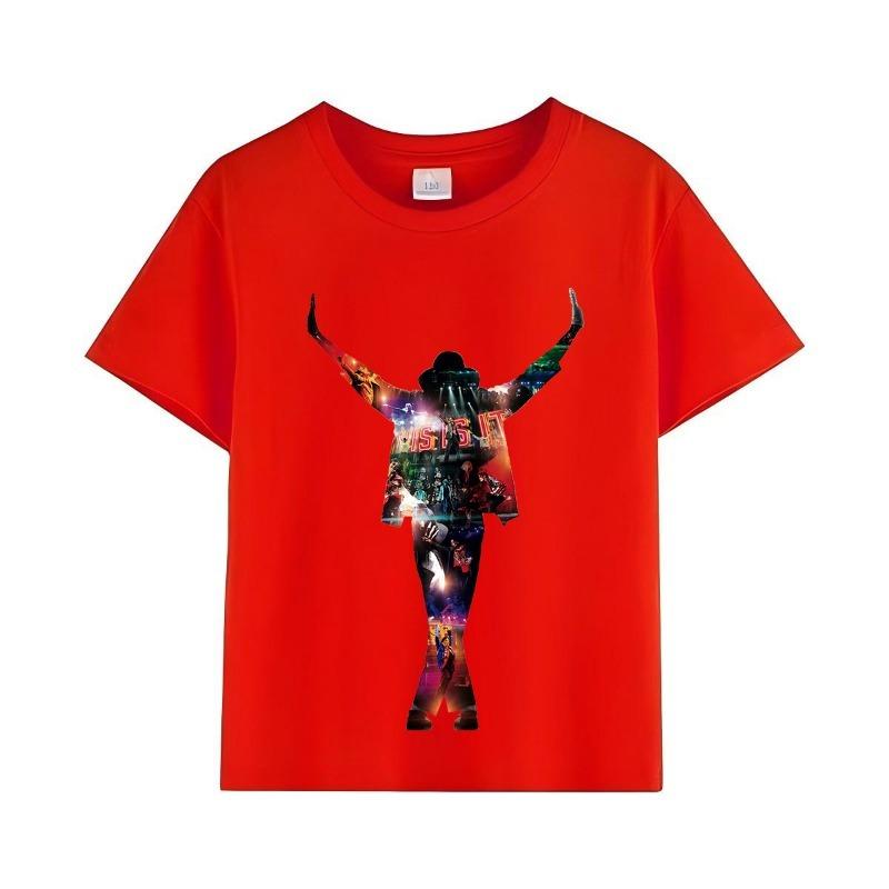Kids Michael Jackson Rock N Roll T-Shirt Children's Fashion Crew Neck Top Summer Casual Clothes for Baby Boys And Girls