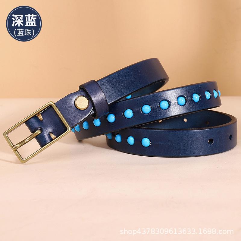 Women's Belt Women's Ins Style Fashion All-Match Trendy BF Style Retro Practical Leather Pin Buckle with Jeans Belt