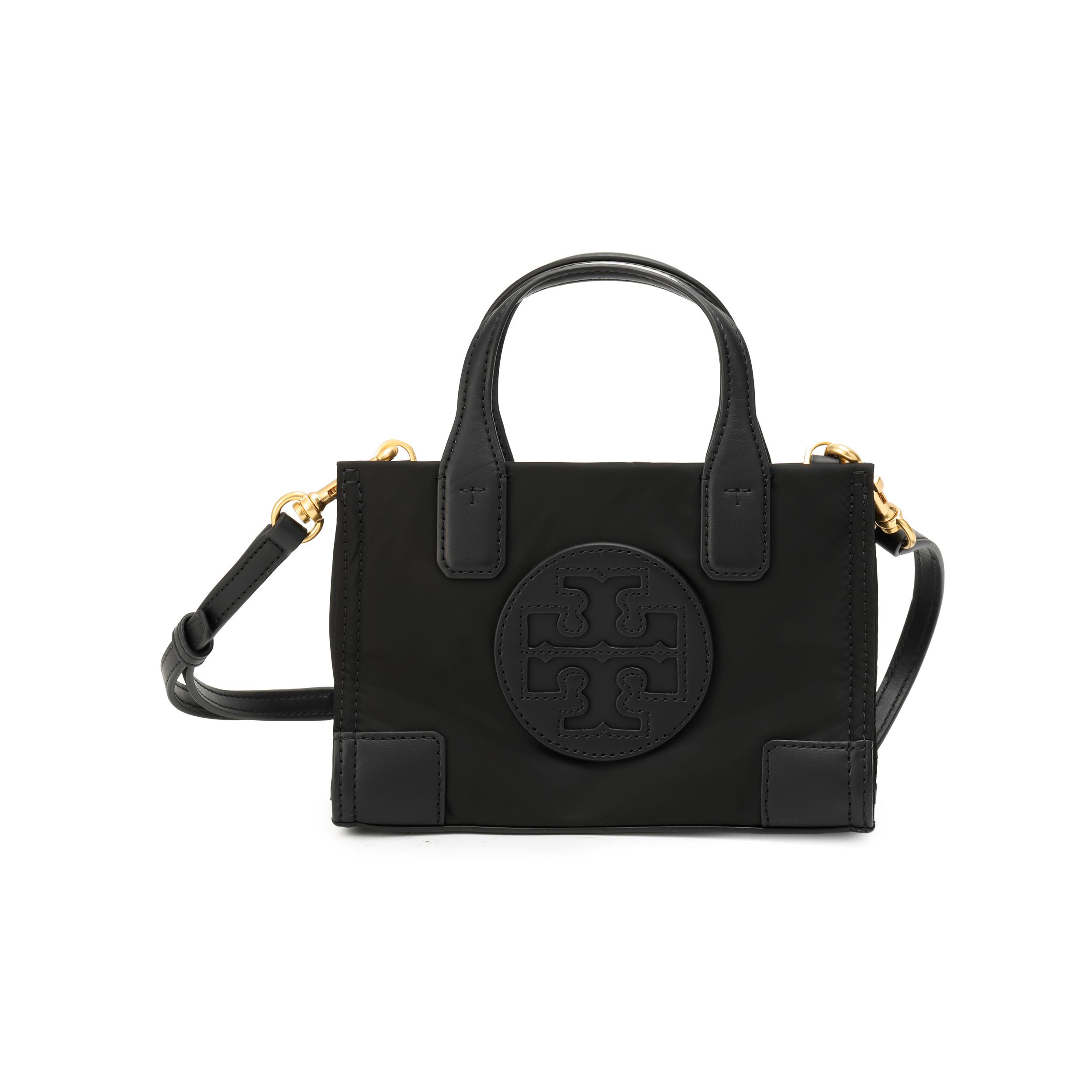 

Tory Burch Ella Logo Zipper Closure Fabric Tote Bag Shopping Bag Shoulder Bag Crossbody Bag Handbag Mini Women tote Black 61057-001 Basic Set (Bag+Dust Bag)