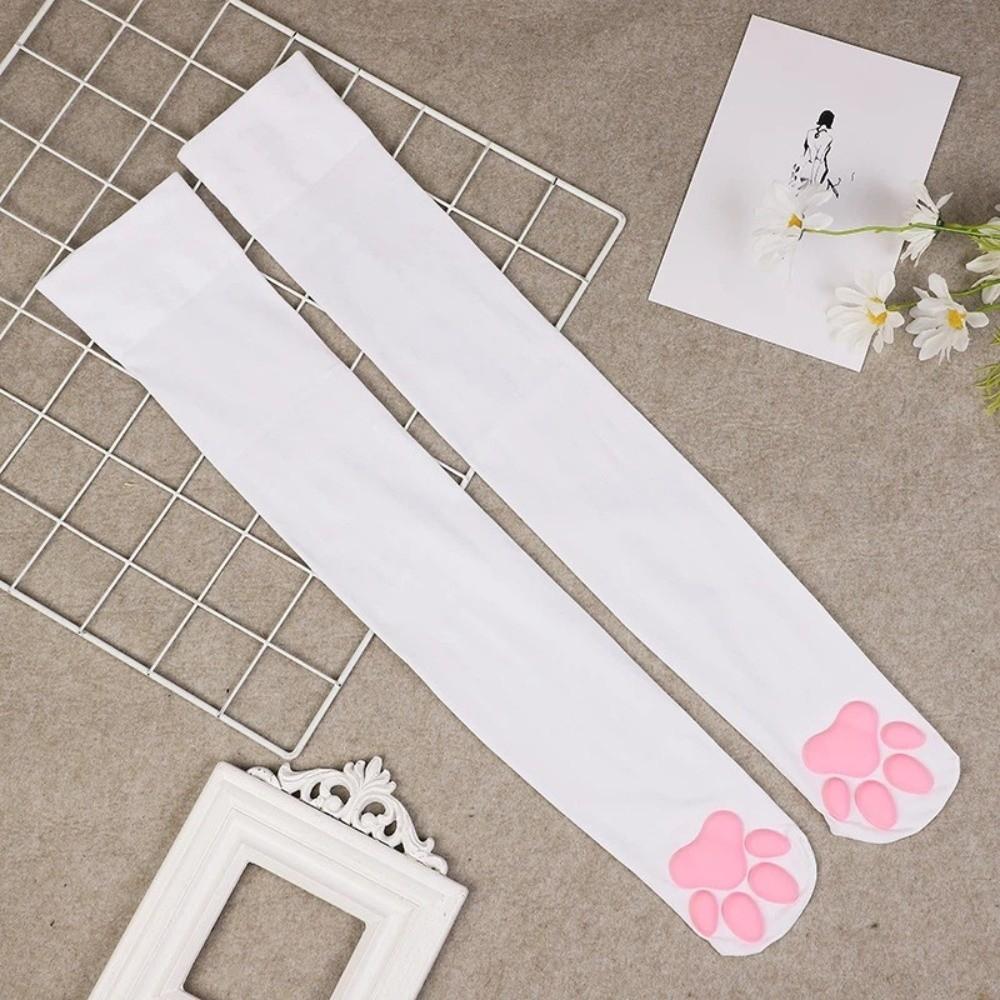 Velvet 3D Kitten Claw Socks Cute Long Socks Kawaii Cat Paw Stockings  Lolita JK
