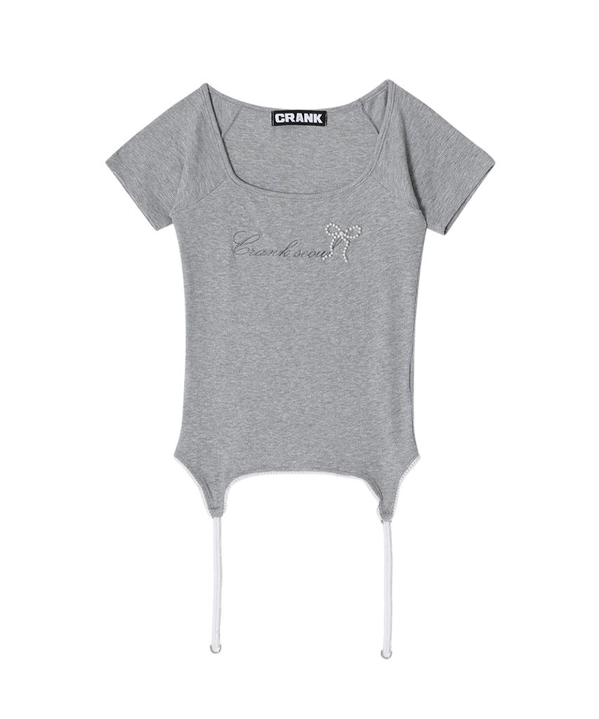 CRANK Square Neck Corset Top_Melange Gray