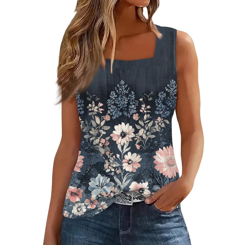 Ärmelloses T-Shirt mit plissiertem, quadratischem Kragen für Damen