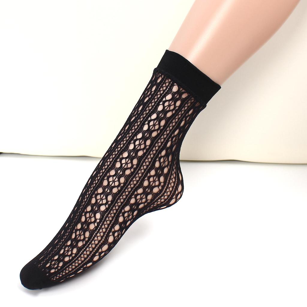 Calzini Sexy Neri a Rete per Caviglia da Donna – Stile Retro Harajuku, Sottili Estivi