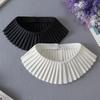 Organ Pleated Solid Color Shawl Fake Collar Detachable Round Necklace Lapel Collar Sweater Blouse Top Clothing Accessories