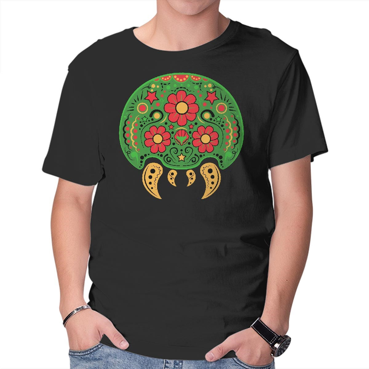 Unisex Crew Neck T-Shirt Dia de los Metroids Graphic Short Sleeve Casual Tee XXL