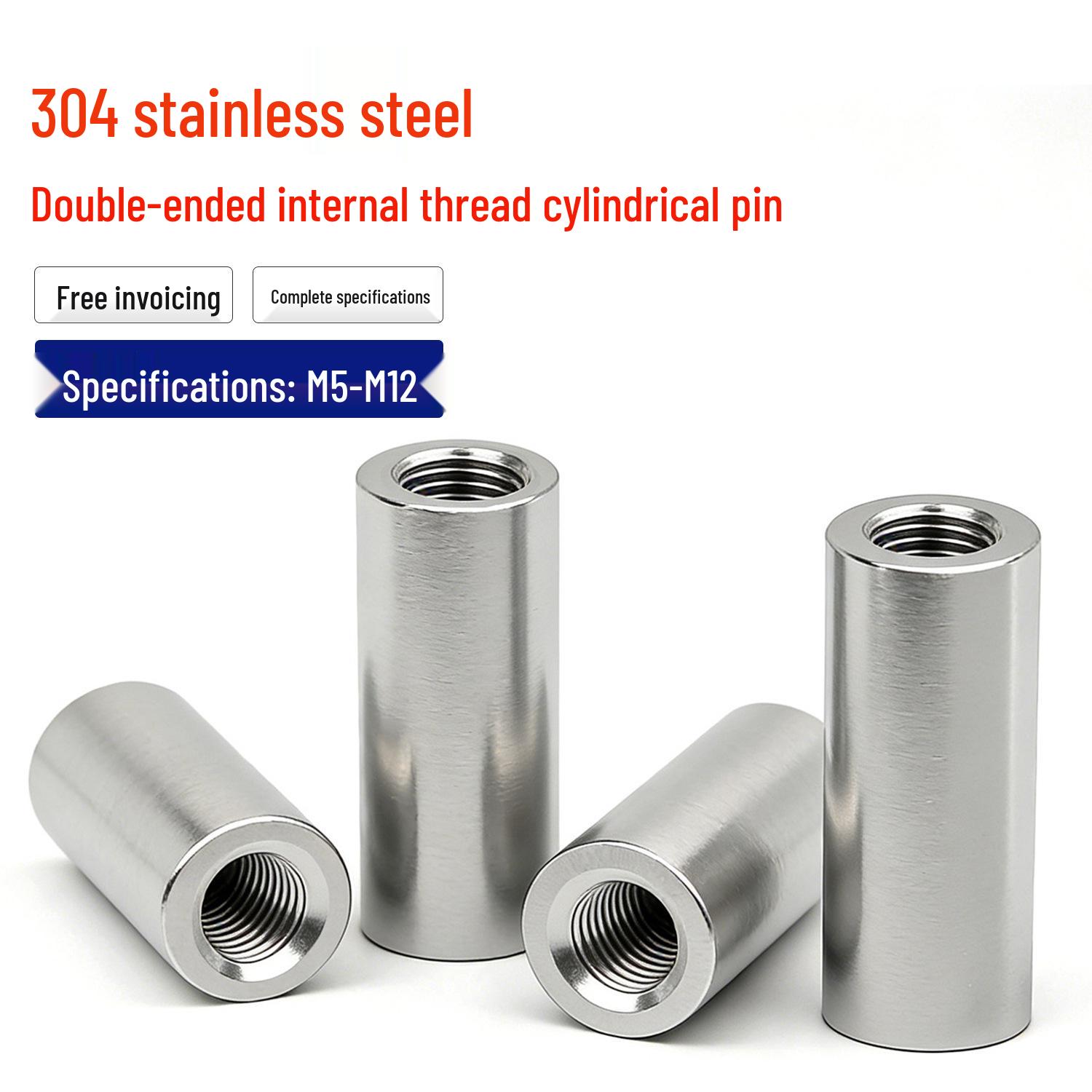 

304 Stainless Steel Double-Headed Cylindrical Pin with Dual-End Holes, Support Column Rod Fastener. M8*20*M5