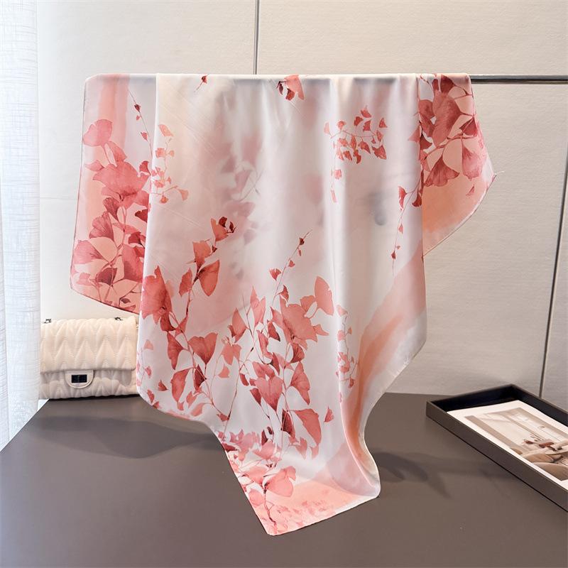 Ink And Wash Lotus Simulation Silk Printing Large Square Scarf Silk Scarf Shawl Headscarf Beach Scarf Neck Protection Scarf Decorative Scarf