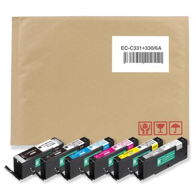 Ecorica Recycled Ink Cartridges for Canon with Remaining Ink Level Packaged In Ecorica Envelopes BCI-331+330/6MP Printers, 6-Color Pack,
