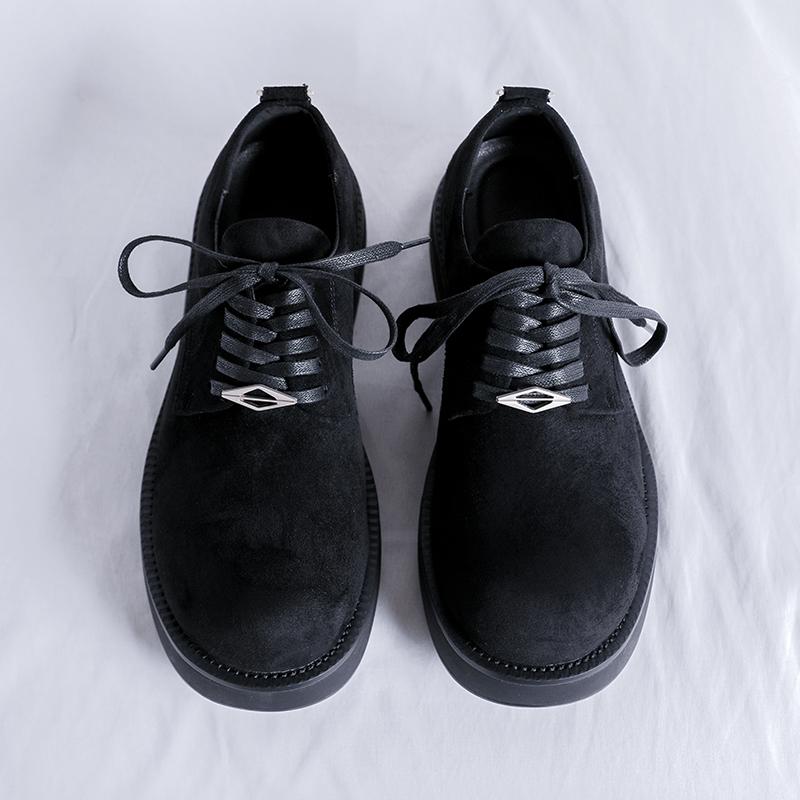 British Style Suede Shoes Men Lace-Up Loafers Genuine Leather Thick-soled Handmade Formal Business Shoe New Fashion Casual Shoes