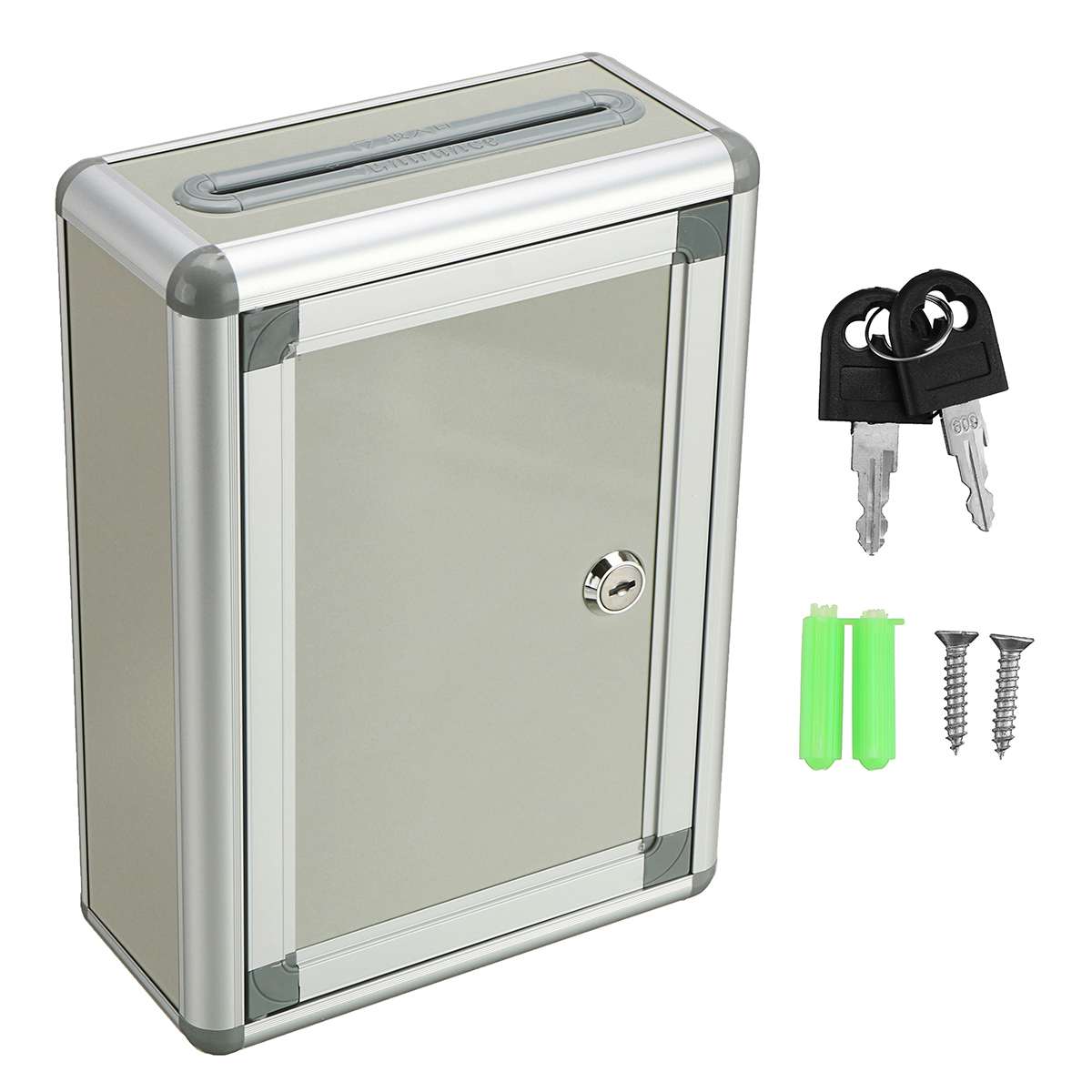 11 Inch Aluminum alloy Wall Mounted Post Mailboxes Newspaper Mail Box Letter Post Storage Outdoor Lockable Key Suggestion Box серебряный
