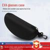 Portable Black Sunglasses Case with Zipper, Strap Hook, and Printed Design